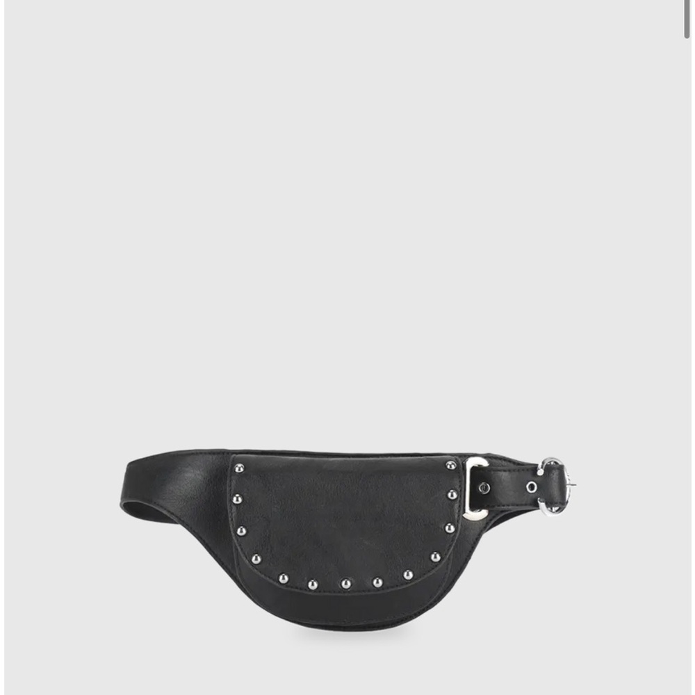 Elegant Black Belt Bag with Silver Studs